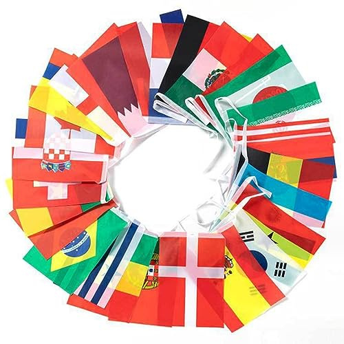 Zerodis 95ft 100 Länder String Flag, Kleine Mini -Welt -Banner -Flaggen für Sportveranstaltungen Bars Decorations School Festivals Internationale Banner -Flaggen Nano -Beschichtung