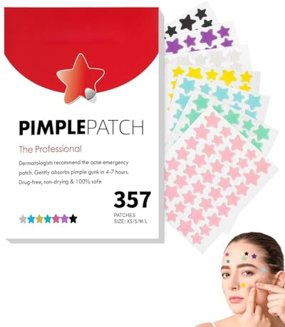 FUGLUS 1 caja de 357 comprimidos pimple patches，acne patch，Parches Granos, parches para granos, Acne Patch Hidrocoloides Pegatinas Granos Cara, Estrellas Para Granos, árbol de té, ácido Salicílico
