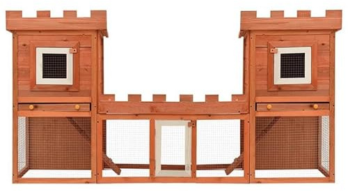 Großer Kaninchenstall Doppelhaus - XL Kleintierkäfig für Außen & Innen mit Auslauf, Robust & Wetterfest - Ideal für Kaninchen, Meerschweinchen & Nagetiere