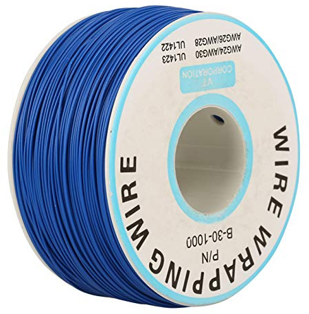 Asixxsix Cable de Alambre de Cobre único de 30 AWG de 0,25 Mm de Diámetro, Cable de Envoltura Aislante para Placa Base de Computadora Portátil, 1 Rollo de Estañado (BLUE)