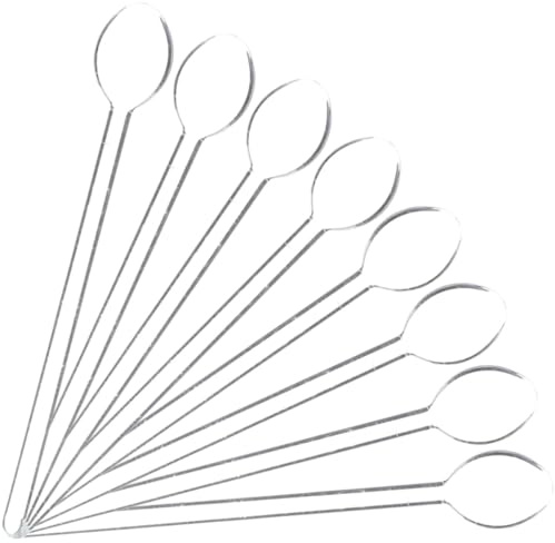Genérico 8 Cucharas Transparentes de Vidrio Resistente al Calor Mango Largo para Café Postres y Mezclar Juego de 8 Piezas para Uso Diario Cocina y Bar