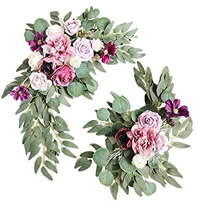 Eleganti Festoni di Fiori di Rosa Artificiale per Nuziale, Facili da Usare 29,52 X 15,74 Pollici Decorazioni per Matrimoni in Seta, Adatti per Schienale di Sedie Nuziali e Decorazioni per