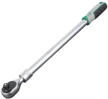 Reversible Soft Grip Ratchet - Telescopic Ratchet 1/2 Inch Drive 72 Teeth Extendable Handle 48.5-63 cm with 8 Locking Positions Quick Release Socket Wrench Handle
