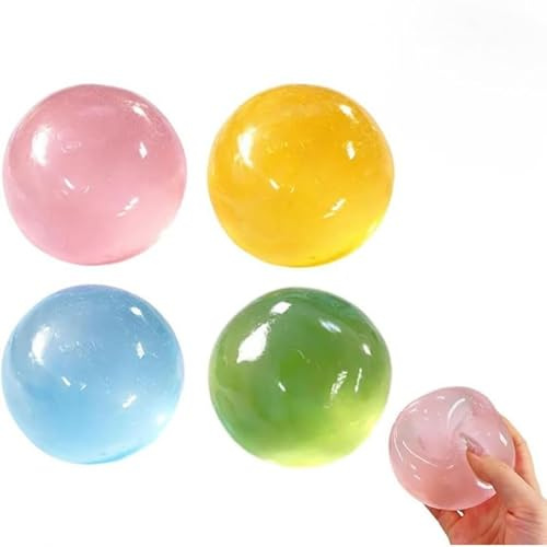 Squishy Fidget Toys, 4 Pezzi Palla Antistress in Olio di Cocco Spremibile, Giocattolo Anti Stress per Bambini e Adulti, Giocattolo Divertente e Morbido, Spremi Palla per ADHD Autismo, Idee Regalo per