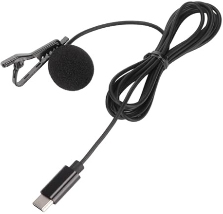 Bewinner Microfono Lavalier di Tipo C con Cancellazione Intelligente del Rumore, Microfono Lavalier USB C Omnidirezionale per Karaoke, Registrazione, Streaming Live - Plug and Play, Cavo da 1,5 M