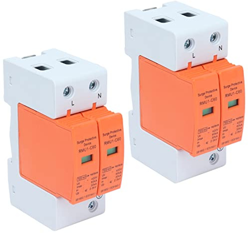 Cocoarm Dispositifs de Protection Contre Les Surtensions 2P SPD Disjoncteur Ignifuge PC AC 420 V RMU1 C40 avec Support Visuel sur Rail de Fenêtre pour Utilisation Photovoltaïque de Distribution