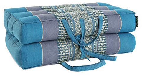 ANADEO YogaProducts Foldable - Cojín de Yoga y Meditación Plegable Zafu - Modular - Kapok 100% Natural y Reciclable - Firme y Robusto - Comodidad y Estabilidad - Azul Turquesa - X1