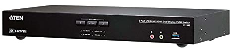ATEN CS1842 2-Port True 4K HDMI Dual-View KVM Switch mit Audio & USB 3.0Hub, schwarz