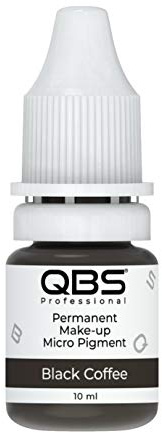 QBS - Pigmente für Microblading der Augenbrauen, 10 ml, zur Verwendung mit Maschine und von Hand, Auswahl von 9 Farben, Produkte für semi-permanentes Make-up, Farbe: Schwarzer Kaffee (Black Coffee)