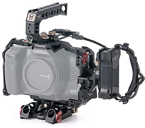Tilta Kit avancé Compatible avec BMPCC 6K Pro Cage de caméra complète, Design Amovible, léger, Compact, Durable, Installation Facile, Noir TA-T11-A-B | Incl. Poignée Supérieure, Support SSD T5, Poignée Alimentation Avancée Gauche, Plaque Base LWS, Noir