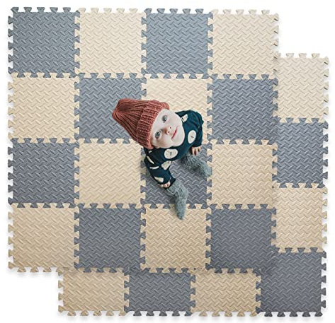 16 Tiles Foam Mats for Floor, 11.8 x 11.8″ Square Interlocking Foam Tiles