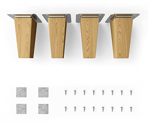 Sossai Möbelfüße aus Massivholz Eiche mit Öl-Finish, Clif Square HMF3, 10 cm hoch, eckig, gerade Ausführung, für Regale, Kommoden, Schränke
