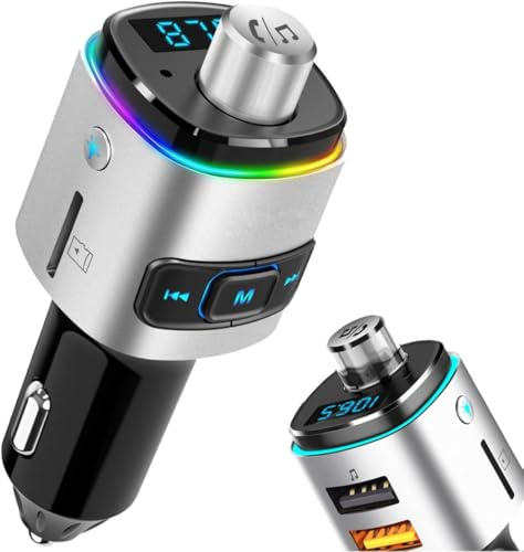 MMOBIEL Transmetteur Bluetooth Voiture FM – Transmetteur FM pour Voiture – Allume- Cigarette Bluetooth Car – Kit Main Libre avec Chargeur USB-A QC 3.0
