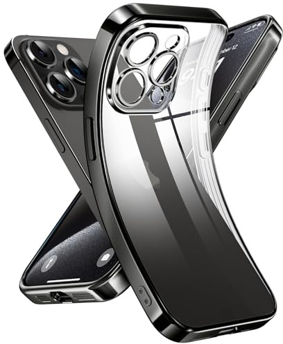 Supdeal Custodia Trasparente per iPhone 15 Pro, Mai Gialla con Protezione Fotocamera, Cover Case in Silicone Trasparente Ultra Sottile e Leggera, 6,1, Nero