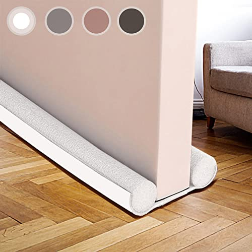 Draft Excluder for Doors-94cm,Double Sided Draught Excluder for Bottom of Door,Energy Saving Internal Door Draft Stopper Door Gap Blocker Under Door Seal,PureWhite