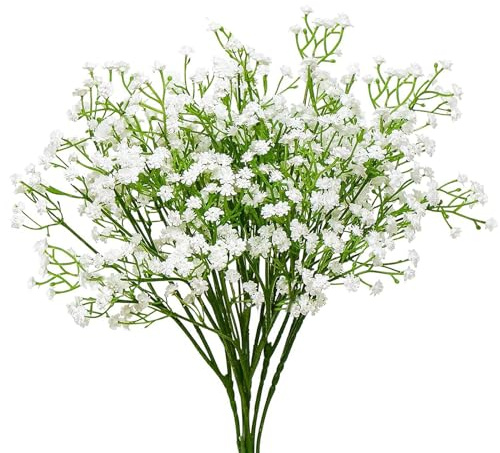 TakFree Schleierkraut Künstlich 6 STK Fake Deko Blumen Künstlich Gypsophila Artificial Flowers Weiße Künstliche Schleierkraut für Hochzeit Zuhause Deko