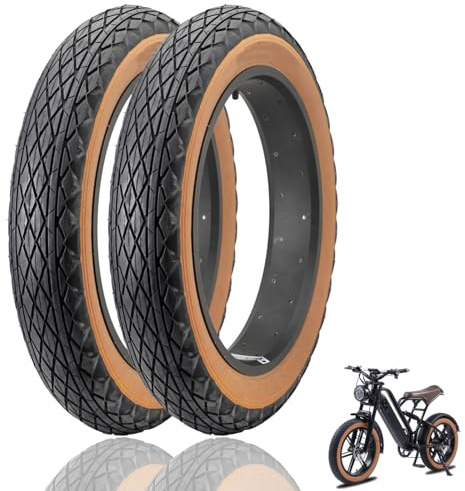 BaiWon 2 Stück 20 Zoll Fat Bike Tire Fett Fahrradreifen 20 x 4.0 (100-599) Zoll Fahrrad Mantel Mid-Friction Kompatibel Ersatz Fahrradreifen für Mountain Snow and Beach Bike | 20 PSI