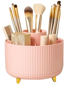 Nuangoo Organizzatore per Trucco,Porta Trucchi Rotante 360° Può essere utilizzato per profumi e cosmetici, tavolo da bagno, organizer girevole per camera da letto (Rosa)