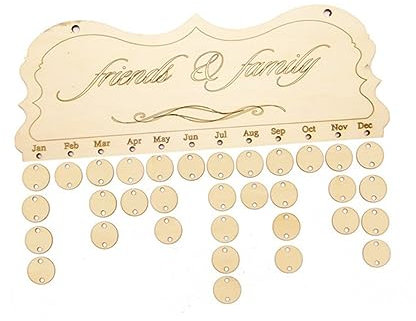 PLAFOPE Holztafelkalender Zum Aufhängen Mit Buchstaben Für Freunde Und Familie Geburtstagserinnerungskalender Diy-kalender Mit Runden Holzscheiben Und Seil Tafel Seil Scheiben