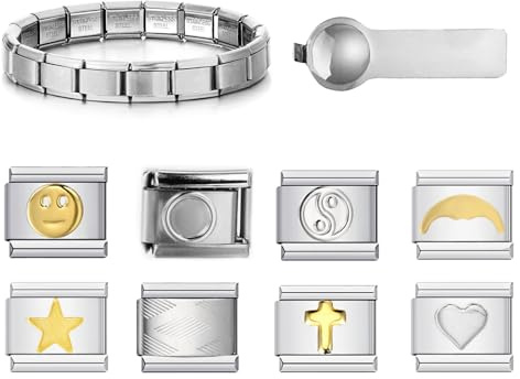 Geaanen Italian Charm Bracelet Set 8 Italian Charm Bracelet Charms Itali-an Char-m Bracele-t Ita-lian Style Charms für Damen Ita-lian Charms Itali-an Brace-let Italia-n Char-m mit 1 Öffnungswerkzeugen