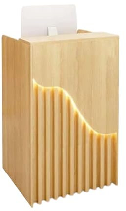 YVYKFZD Kleiner Empfangstheke, Rezeptionstheken mit LED-Leuchten und abschließbaren Schubladen, Empfangstresen Steh, Rezeption Kassentisch für Lobby(Wood Grain,31.4x15.7x37.7)