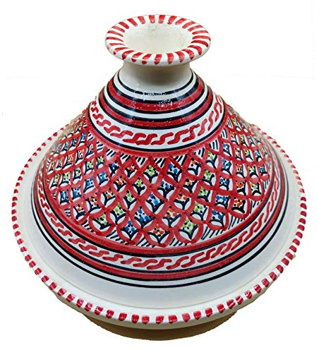 La Maison Unique: Mini Tajine Decorativo in Ceramica Bianca Dipinta a Mano - Pezzo Unico di Artigianato Tunisino 1003211101