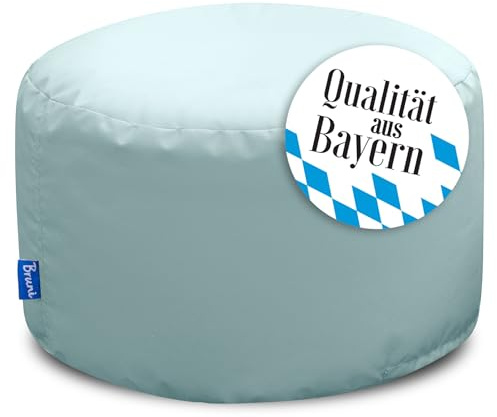 Bruni Pouf Sitzhocker L in Eisgrau – runder Sitzpouf, Indoor und Outdoor als Fußhocker, Yoga-Sitzkissen, Meditationskissen geeignet, in Deutschland gefertigt