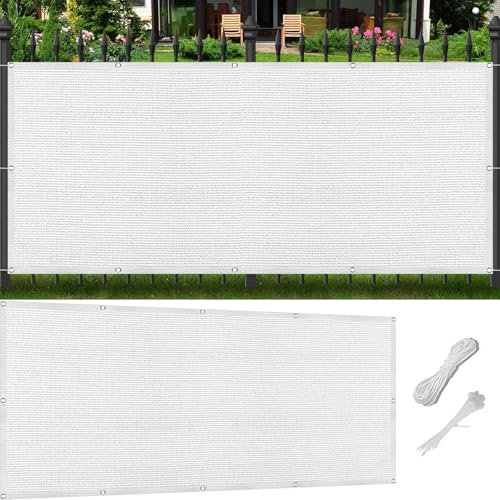 Beschattungsnetz inkl Befestigungsseile 55 x 160 cm Uv-Schutz Windschutz Schattiergewebe Gewächshaus Schatten Netz mit Ösen Befestigungs Kit für Camping Schwimmbad Zwinger, Weiß