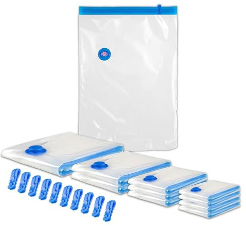 INCA'S Sacchi Sottovuoto Vestiti, 10 Sacchetti Salvaspazio Armadio Impermeabili e Resistenti, Buste Per Indumenti Riutilizzabili per Piumoni, Abiti e Vestiti Bambini