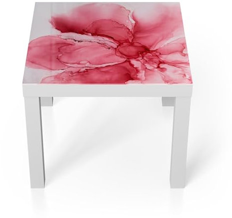 DEQORI Glastisch | weiß klein 55x55 cm | Motiv Rosige Abstraktion | ausgefallener Beistelltisch aus Glas | Hochglanz Couchtisch fürs Wohnzimmer | moderner Couch Tisch mit Design