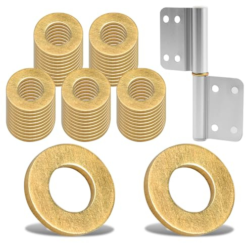 50 Stück M6 Messing Unterlegscheiben, 12 x 1mm Flach Sicherungsscheiben, Fitschenringe Zimmertüren Türscharnier Montageringe zum Anheben von Türen