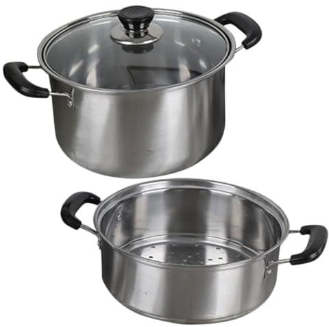 Cabilock 1 Juego De Olla De Acero Inoxidable Para Sopa Vaporera Para Alimentos Mariscos Y Verduras Olla De Cocina Multifuncional Fácil De Limpiar Resistente Y Resistente