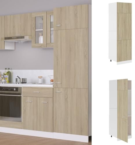 ShGaxin Kühlumbauschrank Sonoma-Eiche 60x57x207 cm Holzwerkstoff, Küche Hochschrank, Küchenschrank, Mehrzweckschrank, Besenschrank, Küchenhochschrank - 802541