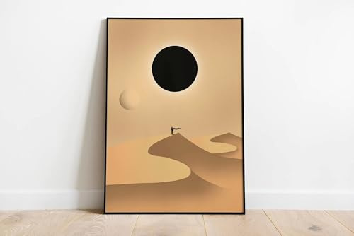 JIANGSHANDAIYOUCAIREN Planeta desierto de dunas ilustración cartel de pintura al óleo mural grabado Sala de estar dormitorio decoración del hogar sin marco-50x70cm