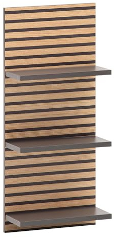 Lomadox Wandregal Regal 3 Ablageböden Regalböden Akustikpaneel-Optik anthrazit 30,3x70,2x17,5 cm
