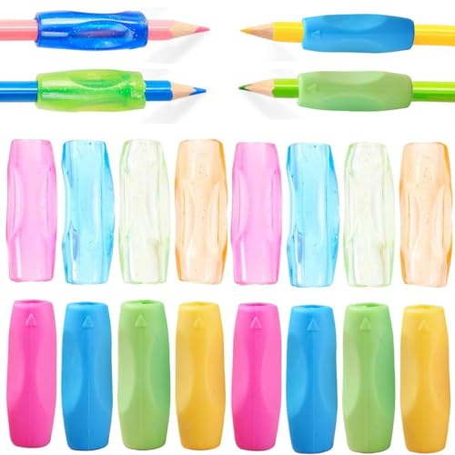 COYUN 16 Pcs Impugnatura Matita per Bambini, Gommini Impugnatura, Impugnatura per Matita in Silicone, Strumento di Scrittura Mancini per Destrimani a Matita, Colorati per Bambini