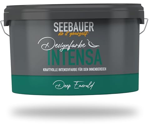 SEEBAUER diy Intensivfarbe INTENSA Grün 2,5L (Deep Emerald) Edelmatte Wandfarbe Dunkelgrün - Innenfarbe sehr hohe Deckkraft - Matt, Abwaschbar und Tropffrei