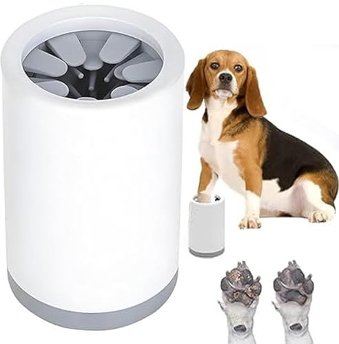 UQMIQURA Pfotenreiniger für Hunde, Tragbare Hundepfoten Reiniger, ‎Abnehmbaren Hundepfoten Reiniger, Pfotenpflege Hunde mit Weichen Silikonborsten Funktioniert für alle Hunde (Grau)