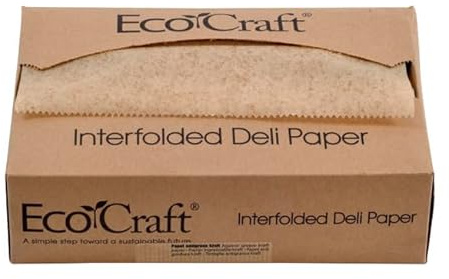 Monouso | 500 Hojas de Papel Antigrasa, Color Kraft, 20,6x27cm, con Dispensador, Papel para Horno, Bocadillos, Sándwich, Wrap, Delivery, Take Away