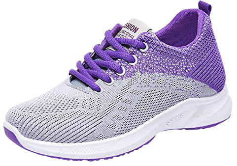 Generisch Freizeitschuhe Damen Sportschuhe Damen Luftpolster Low-Top Sneaker rutschfeste Fitness Laufschuhe StoßFest Jogging Turnschuhe rutschfeste Schuhe Gym Sneaker Plateau Damen Lila 40