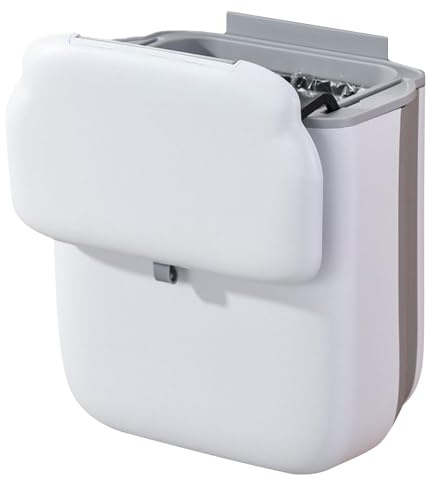 Papelera de cocina - 10,6 litros con tapa | Cubo de basura plegable bajo fregadero para dormitorio, baño o autocaravana