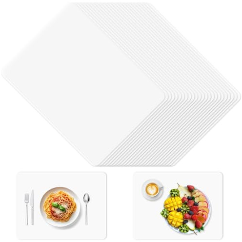 LOLYSIC 24 Stück Transparent Platzsets, Kunststoff Platzdeckchen, Schmutzabweisend Platzsets Abwaschbar, Hochwertige Rutschfeste und Hitzebeständige Tischsets, Tischunterlagen für Esstisch(40 x 30 cm)