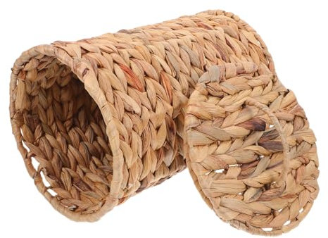 ULTECHNOVO Corbeille à Déchets Rotin Naturelle Tissée Main Avec Couvercle Panier Poubelle Léger Et Respirant Herbe De Calebasse Pour Chambre Bureau Salle De Bain Style Vintage Rural