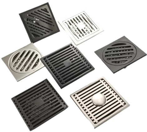 XUCZHAI Accessorio da Bagno Realizzato in Acciaio Inossidabile Cromato, griglia di Scarico a Pavimento Quadrata, 100 mm x 100 mm(3)