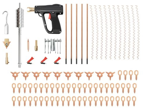 Kazafa Kit di riparazione per carrozzeria, compatto, 86 pezzi (8,3 x 6,9 pollici), con pistola per saldatura spot M-16 e martello a percussione, strumento di riparazione auto per la rimozione delle