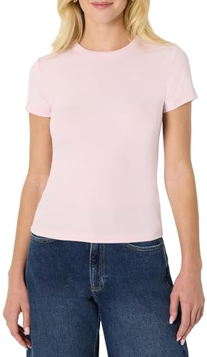 Amazon Essentials Camiseta de Manga Corta Acanalada y Elástica de Corte Ajustado Mujer