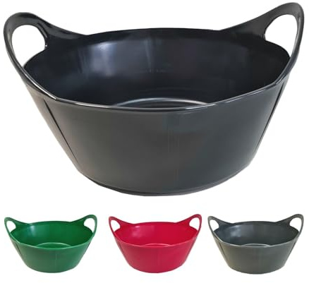 netproshop Vielseitige Flexischale 10 Liter mit Griffen - Robust & Flexibel für Stall, Haushalt usw., Farbe:Schwarz