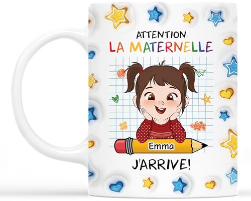 Cadeau Plus Mug Personnalisé Prénom - Attention La Maternelle J'arrive - Tasse enfant maternelle personnalise, Tasse Enfant Micro Ondable, Mug Enfant, Cadeaux Pour Enfants (Fille)
