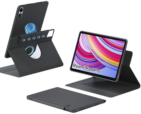 zZjoOoj Hülle für Xiaomi Redmi Pad Pro 12.1 Zoll Tablette Case，360° Drehbarer Magnetischer Aufteilbarer Schutzhülle,Automatischer Schlaf/Aufwachen,Einstellbarer Ständer - Schwarz