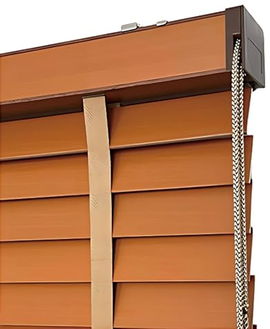 Mini Wood Blinds 2'' Slats Horizontal Venetian Blind Custom Privacy Darkening Window Shutters Cordless Blackout Wooden Shades for Living Room Bedroom(Reddish Brown)